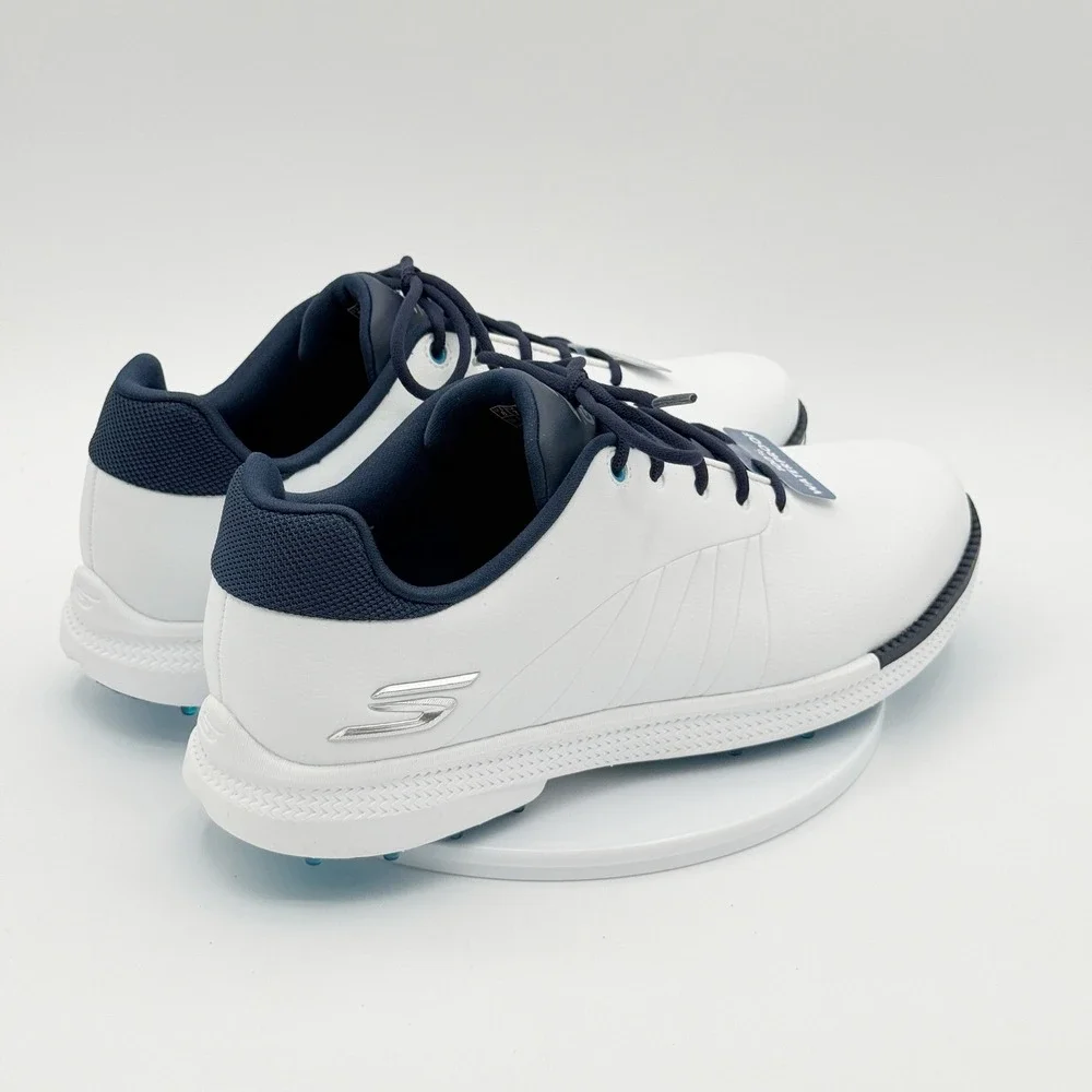 Skechers Go Golf Tempo Waterproof Shoes Size 8 Mens White Navy‎ NEW